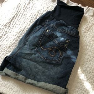 Full Panel Maternity Denim Shorts